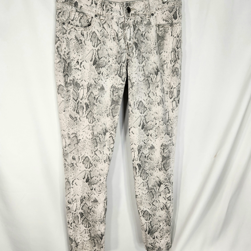 The Limited Denim 678 Grey & White Snakeskin Print 5 Pocket Skinny Jeans Size 6